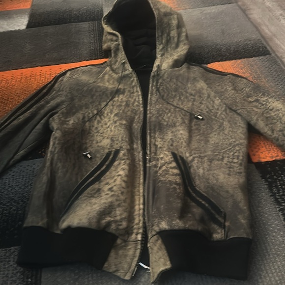 Preview  GREEN DISTRESSED Leather Vintage  Bomber Jacket  VERY SOFT Sz Euro 44 - Picture 12 of 15